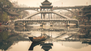 FengHuang bridge and boat