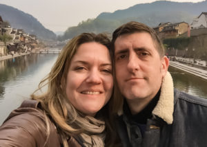Andreea and Matt happy in FengHuang Ancient City of the Phoenix