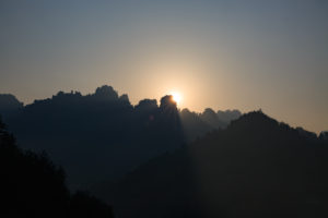 sunrise in ZhangJiaJie view from hotel balcony
